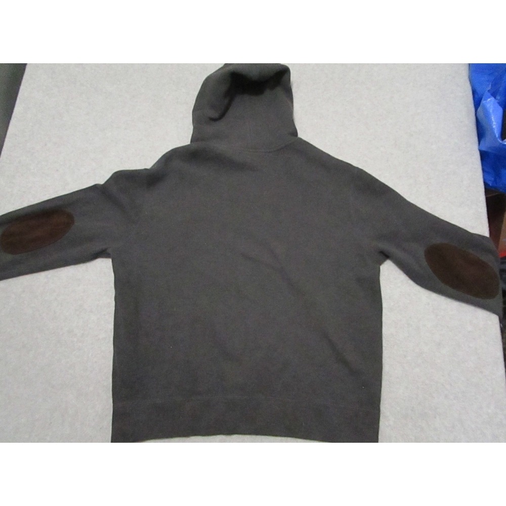 Ralph Lauren Polo Hoodie Mens Extra Large Gray Elbow Patch Pony Logo Sweater - Picture 2 of 11